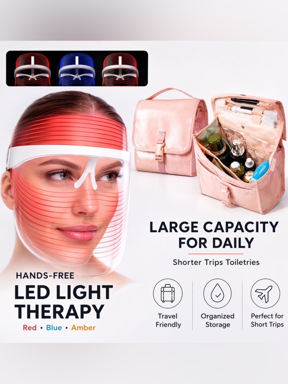 DMH Aesthetics Light Shield Mask Anti-age , Acne and Travel Pink Bag